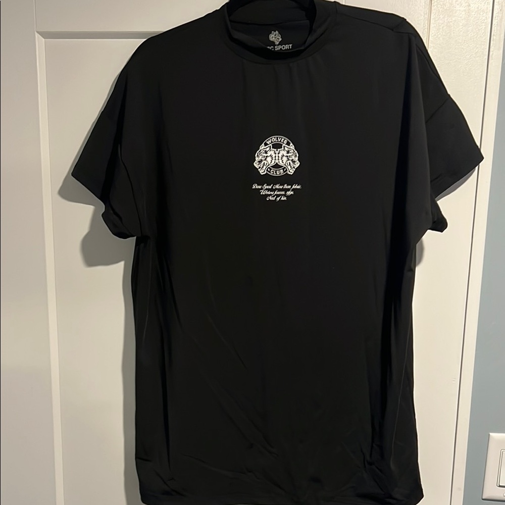 Black Graphic Tee with White Design